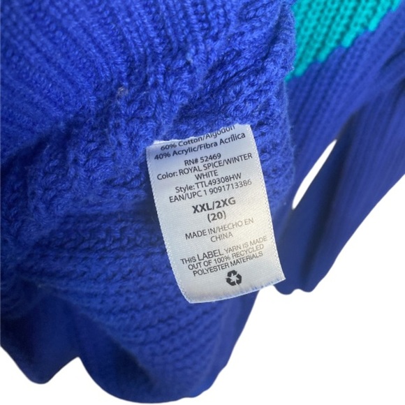 TIME AND TRU blue aqua cream colorblock sweater // 2X - Picture 3 of 6